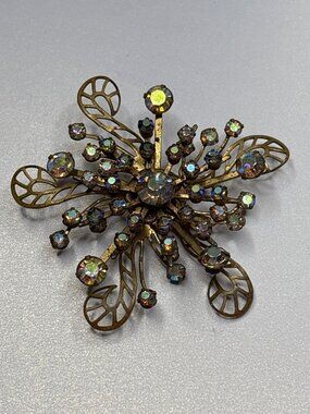 Vintage AB Dainty Prong Set Brooch | Bridal Accessory | Mother's Day Gift